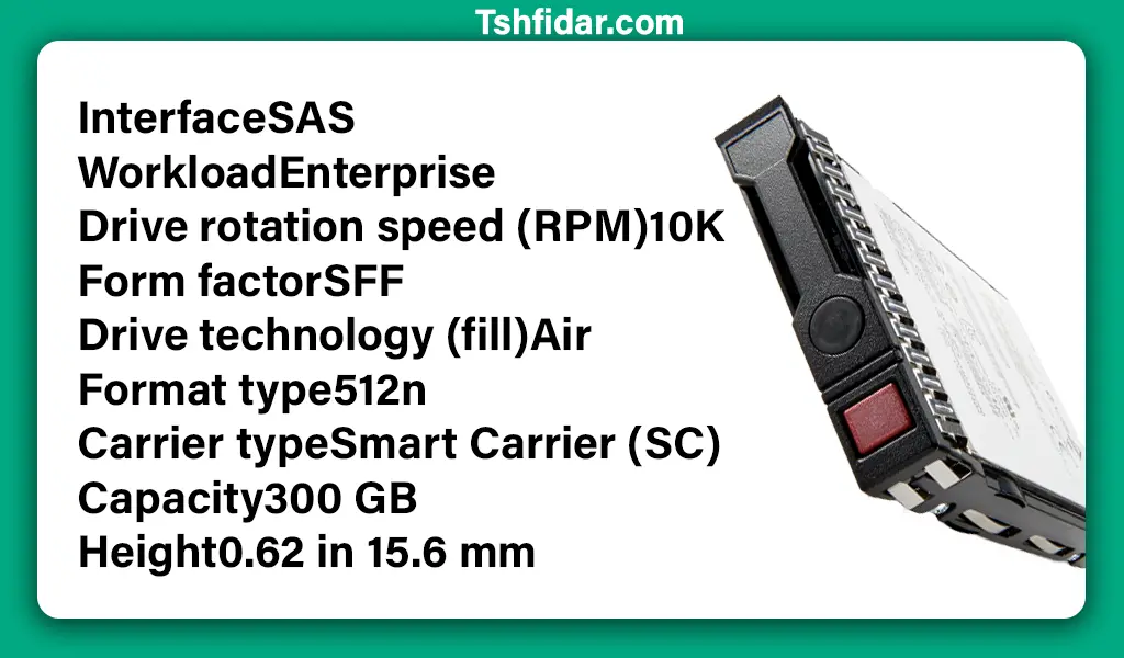 مشخصات هارد سرور HP 300GB SAS 12G 10K