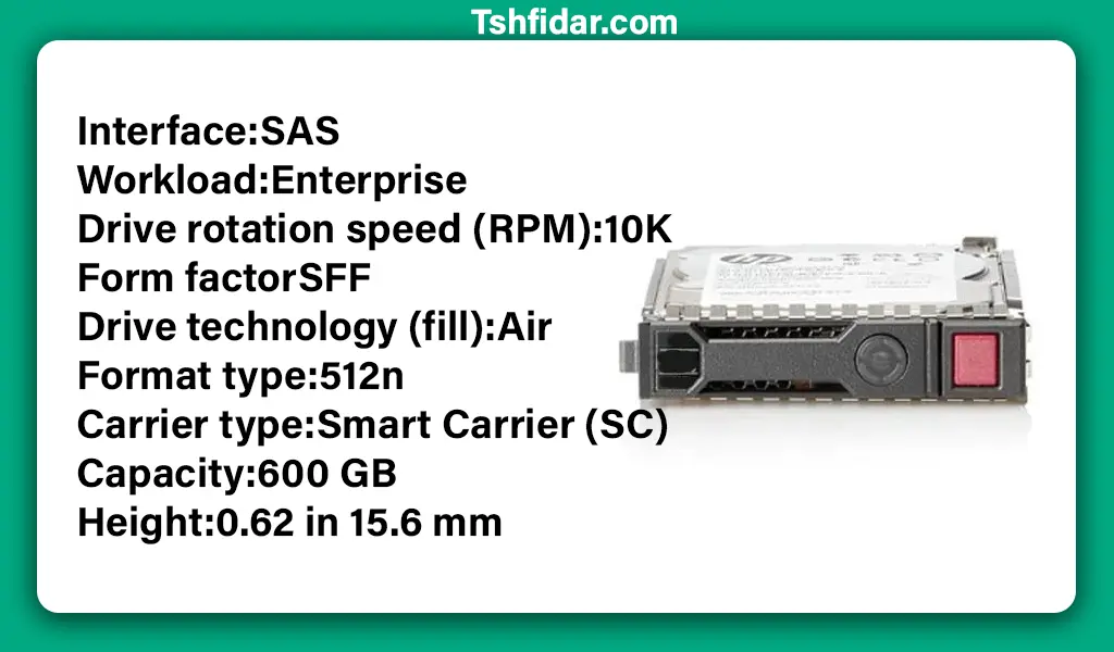 مشخصات هارد سرور HP 600GB SAS 12G 10K